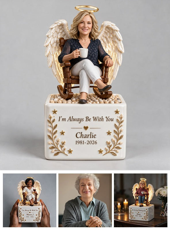 Personalized Middle-Aged Woman Memorial LED Light Ceramic Pot, Mom Wife Keepsake