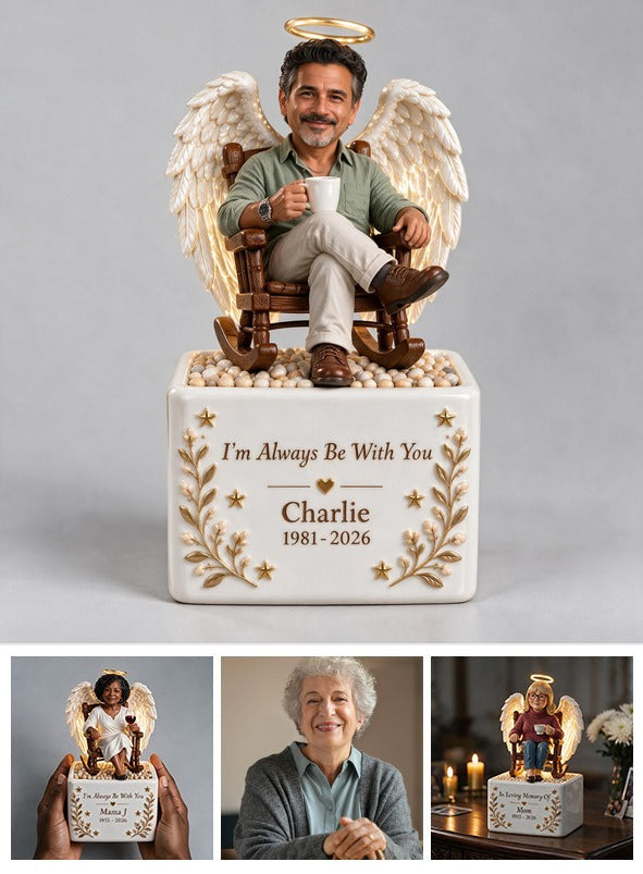 Personalized Memorial Middle-Aged Latino Man LED Light Ceramic Pot, Dad Husband Remembrance Keepsake