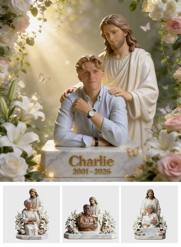 Personalized Memorial Man with Jesus Acrylic Plaque Sympathy Loss Gift