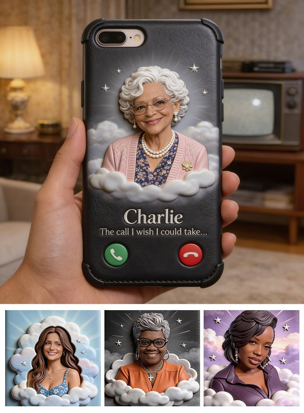 Personalized Older Black Woman Grandma Memorial Leather Phone Case