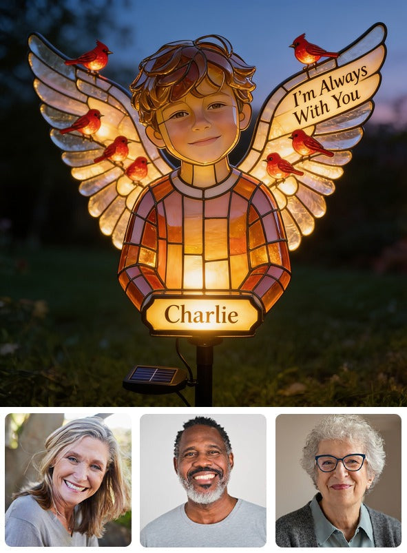 Personalized Little Boy Memorial Garden Solar Light Remembrance Keepsake