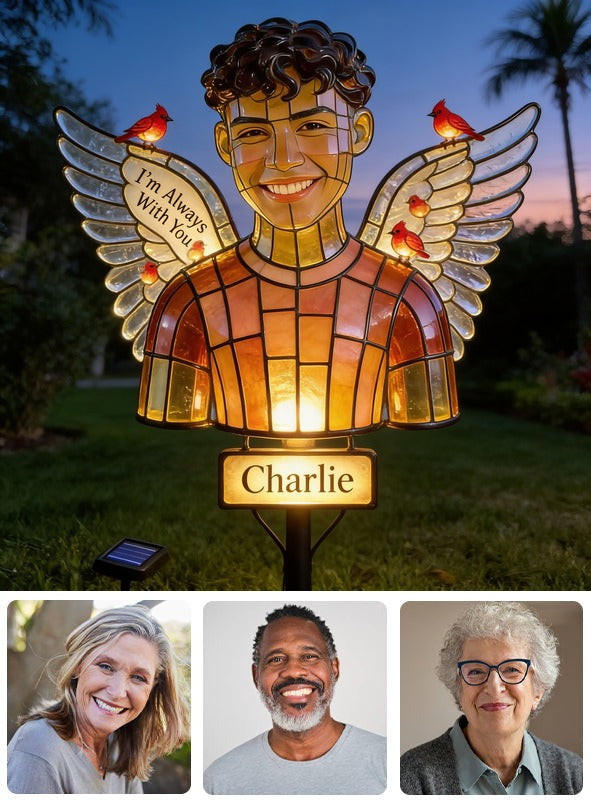 Personalized Latino Man Memorial Solar Garden Light Sympathy Gift