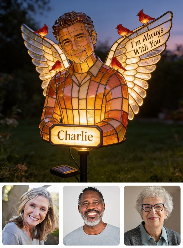 Personalized Middle-Aged Latino Man Memorial Solar Garden Light, Dad Husband Sympathy Gift
