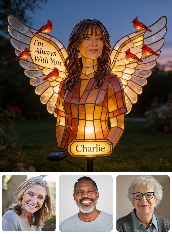 Personalized Middle-Aged Latina Woman Memorial Garden Solar Light Gift