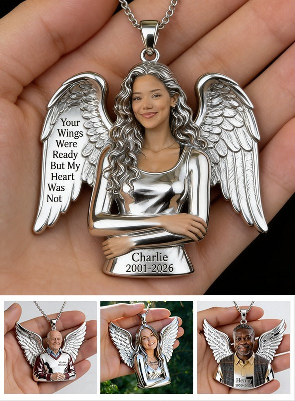 Personalized Latina Woman Memorial Angel Pendant Necklace