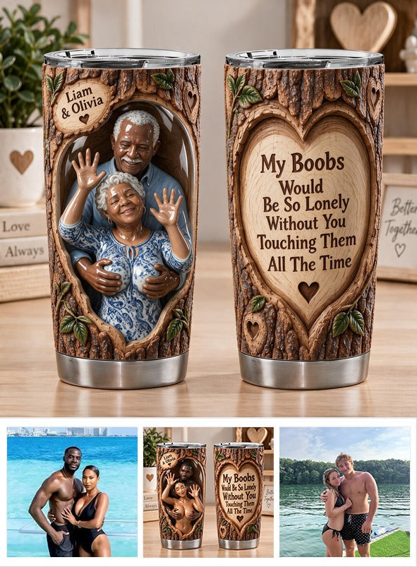 Custom Photo Older Black Couple Funny Spicy Couple Tumbler