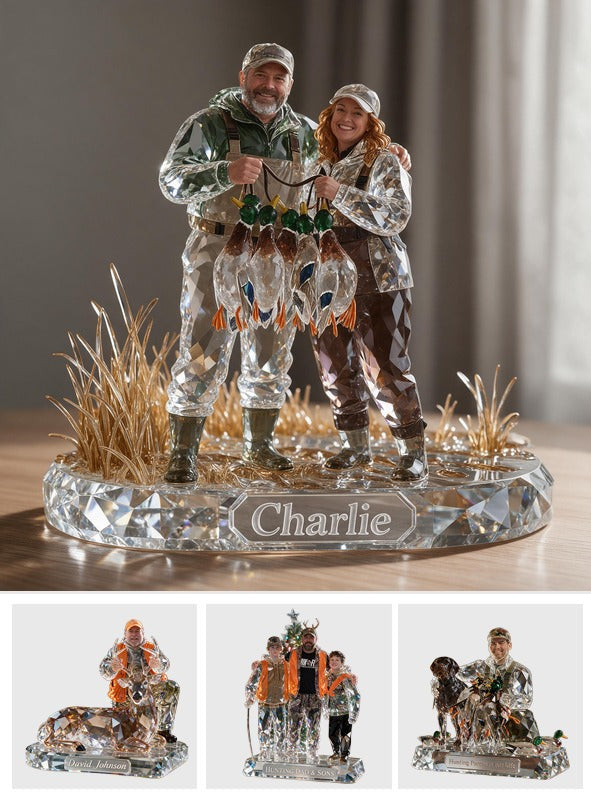 Personalized Middle-aged Duck Hunting Couple Custom Shaped Acrylic Plaque Hunting Gift