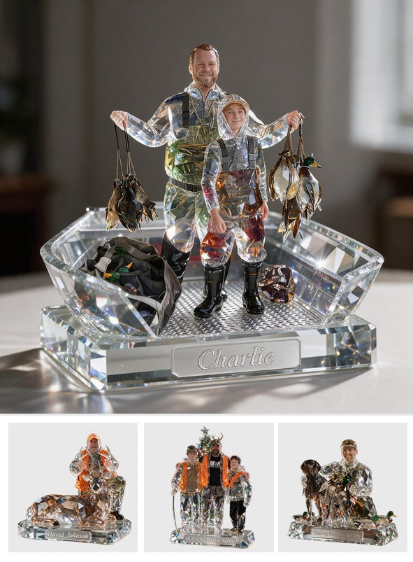 Personalized Father and Child Duck Hunters Custom Shaped Acrylic Plaque Hunting Gift