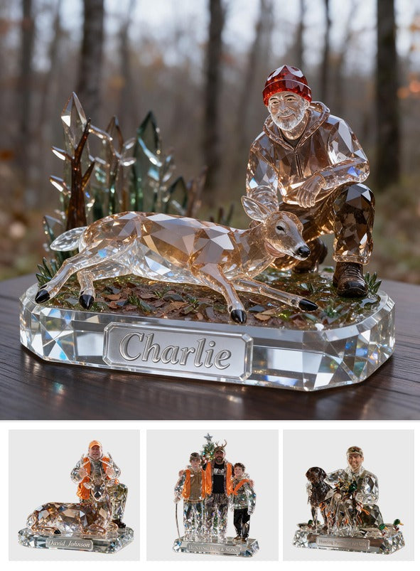 Personalized Middle-Aged Latino Hunter with Deer Custom Shaped Acrylic Plaque Hunting Gift