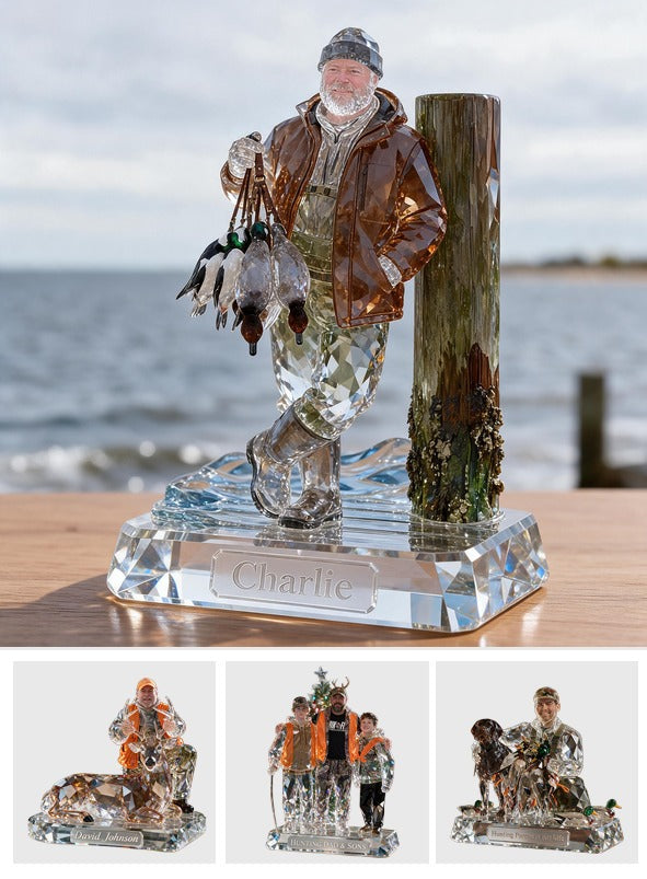 Personalized Middle-Aged Duck Hunter Custom Shaped Acrylic Plaque Hunting Gift