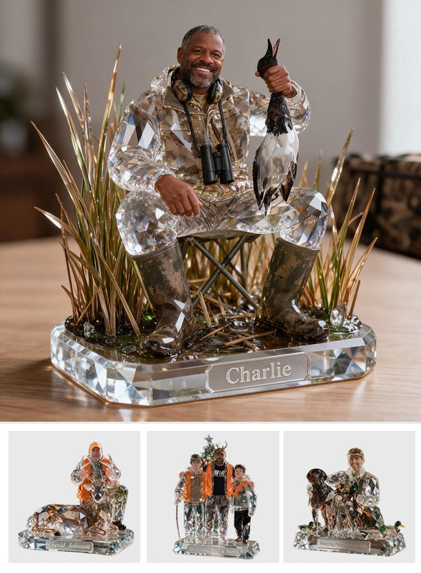 Personalized Middle-Aged Black Duck Hunter Custom Shaped Acrylic Plaque Hunting Decor