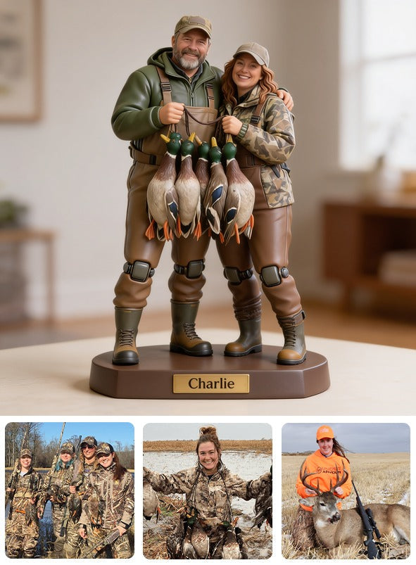 Personalized Middle-aged Duck Hunting Couple Custom Shaped Acrylic Plaque Hunter Gift