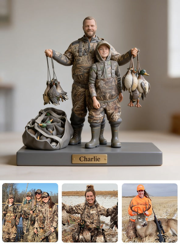 Personalized Father and Child Duck Hunters Custom Shaped Acrylic Plaque Hunting Gift