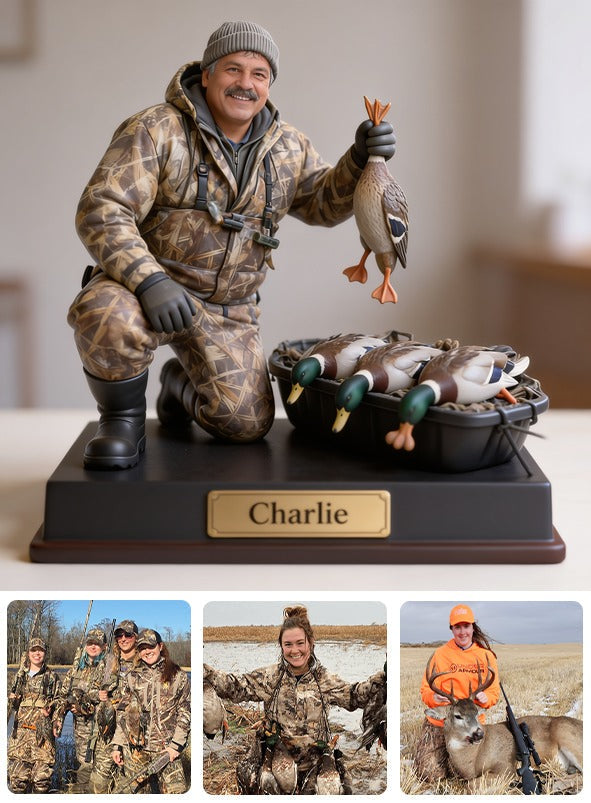 Personalized Middle-Aged Latino Duck Hunter Custom Shaped Acrylic Plaque Hunting Gift