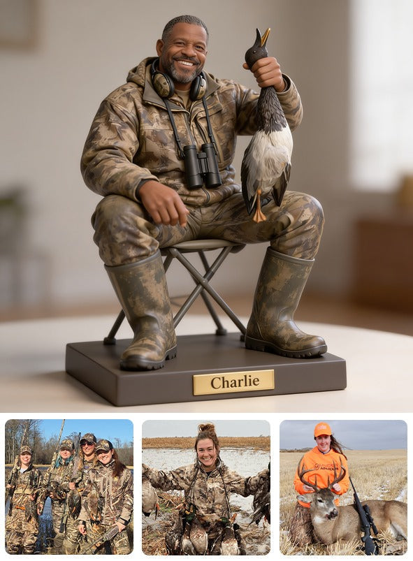 Personalized Middle-Aged Black Duck Hunter Custom Shaped Acrylic Plaque Hunting Gift