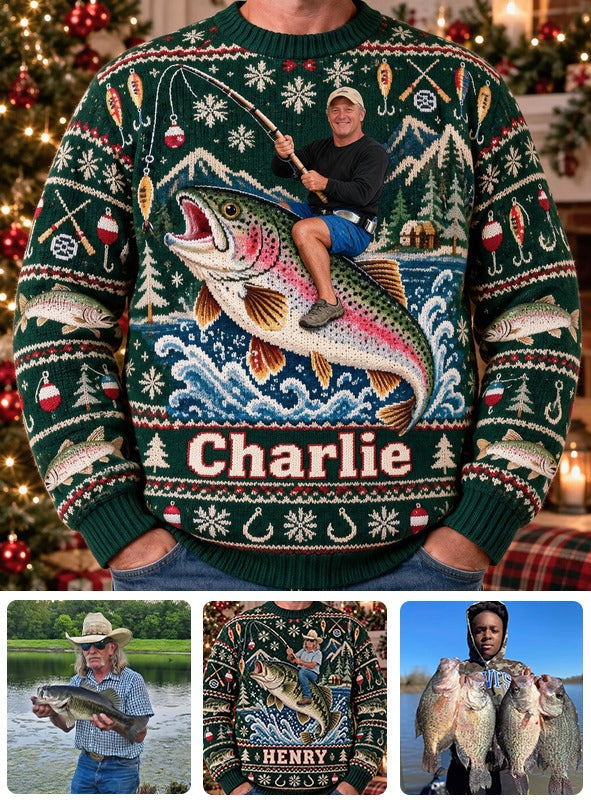Personalized Christmas Middle-Aged Fisherman Ugly Fishing Sweater