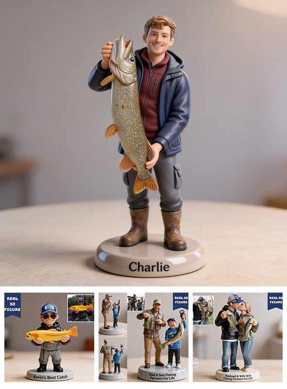 Personalized Fisherman 3D Figurine, Custom Fishing Lover Keepsake Gift