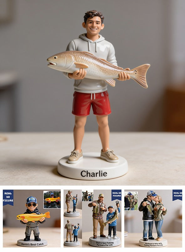 Personalized Latino Fisherman 3D Figurine Custom Fishing Keepsake Gift