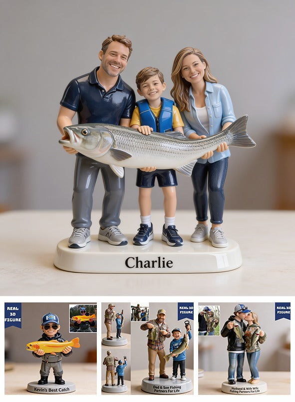 Personalized Fishing Family 3D Figurine Custom Keepsake Gift