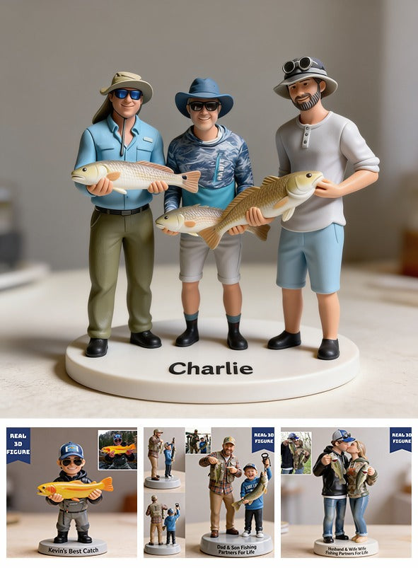 Personalized Fishing Group 3D Figurine Custom Keepsake Gift