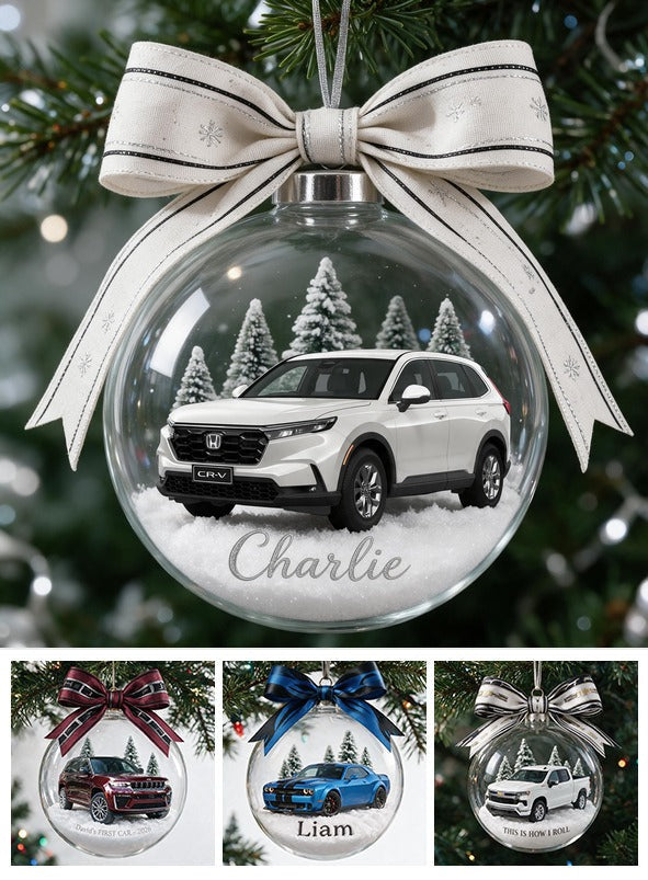 Ornement de Neige Personnalisé Honda CR-V Blanc pour Noël
