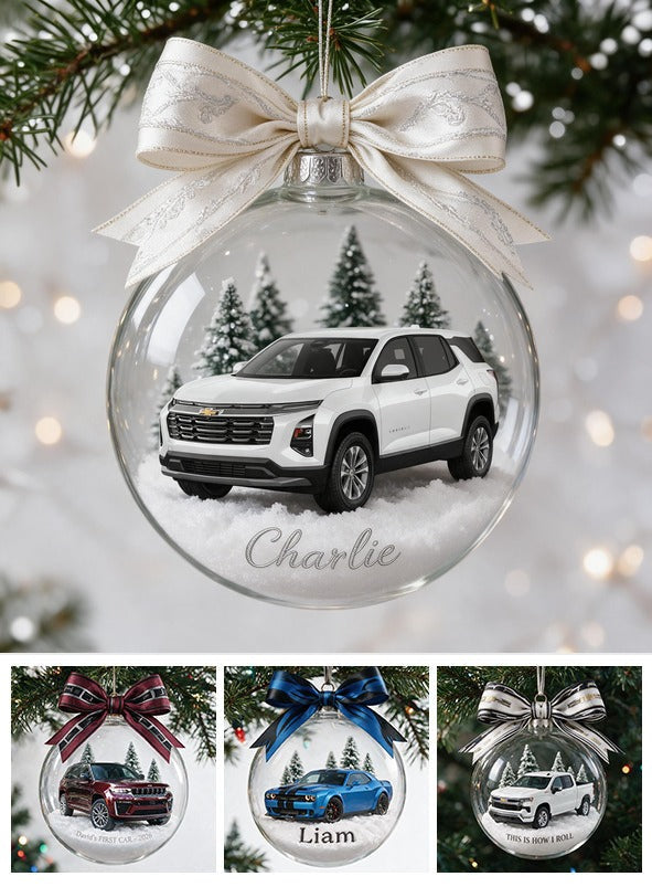 Personalisierte Weihnachts-Schnee-Kugel Ornament für Chevrolet Equinox SUV