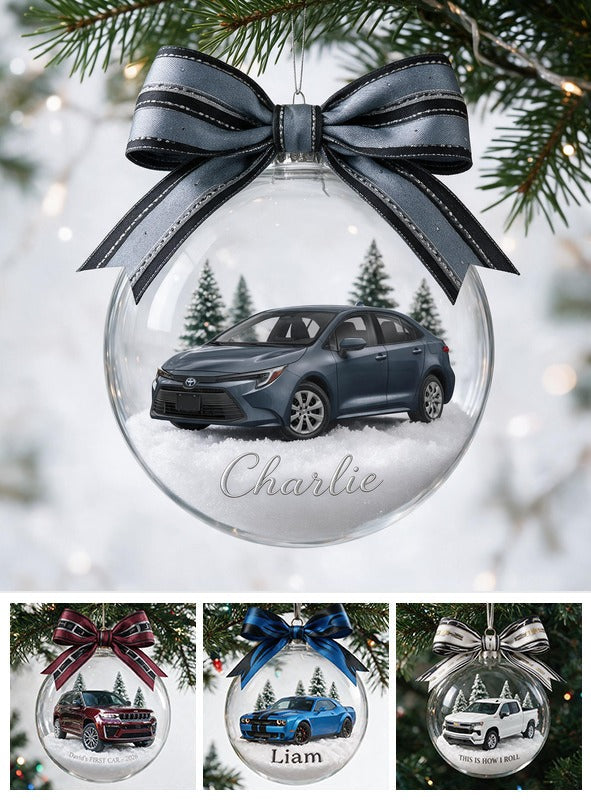 Personalisierte Weihnachts-Dunkelgraue Toyota Corolla Schneekugel Ornament Geschenk für Auto-Liebhaber