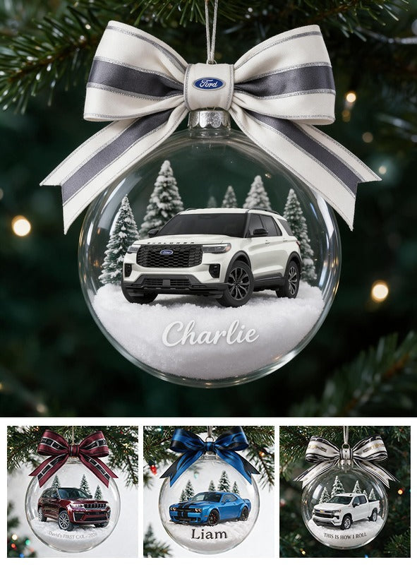 Ornement de globe de neige Ford Explorer SUV personnalisé pour Noël