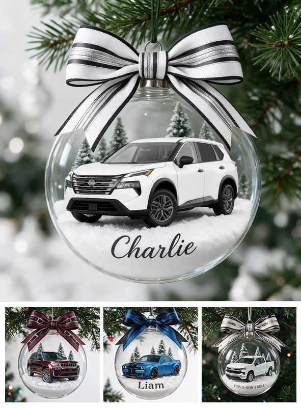 Personalisierte Weihnachts-Nissan Rogue Kompakt-SUV Schneekugel Ornament Geschenk für Auto-Liebhaber