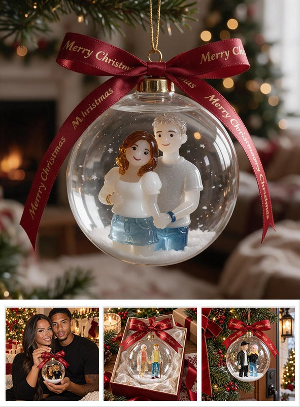 Personalisierte Weihnachtsmann Frau Paar Schneekugel Ornament Baumdekoration
