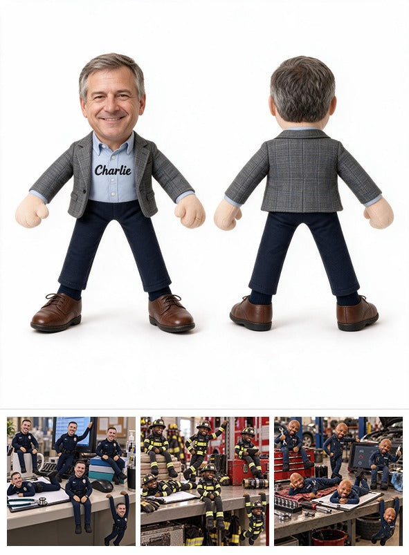 Personalized Older Male Colleague Posable Plush Doll Custom Keepsake Gift