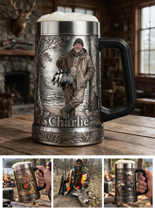 Personalized Middle-Aged Duck Hunter Beer Stein Hunting Gift