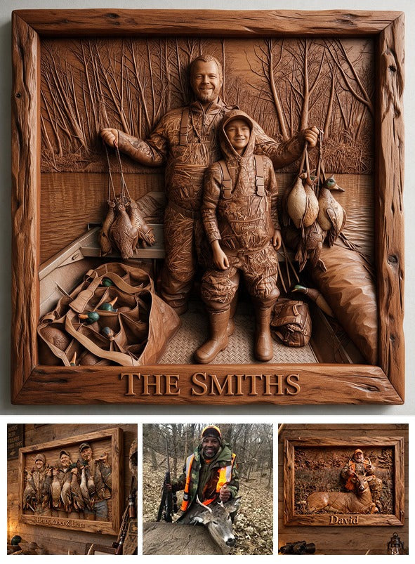 Personalized Custom Photo Father and Child Duck Hunters Wood Sign Hunting Decor