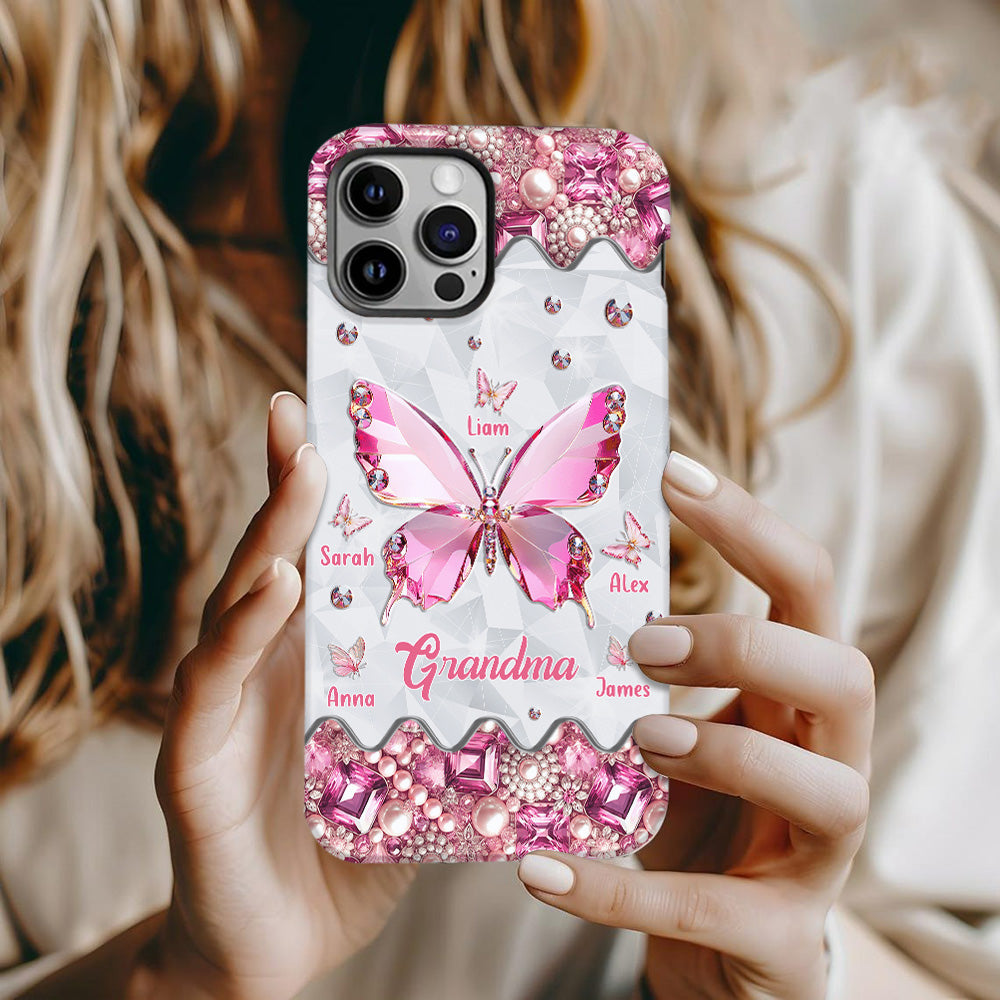 Grandma's Butterflies - Personalized Grandma Full Print Phone Case