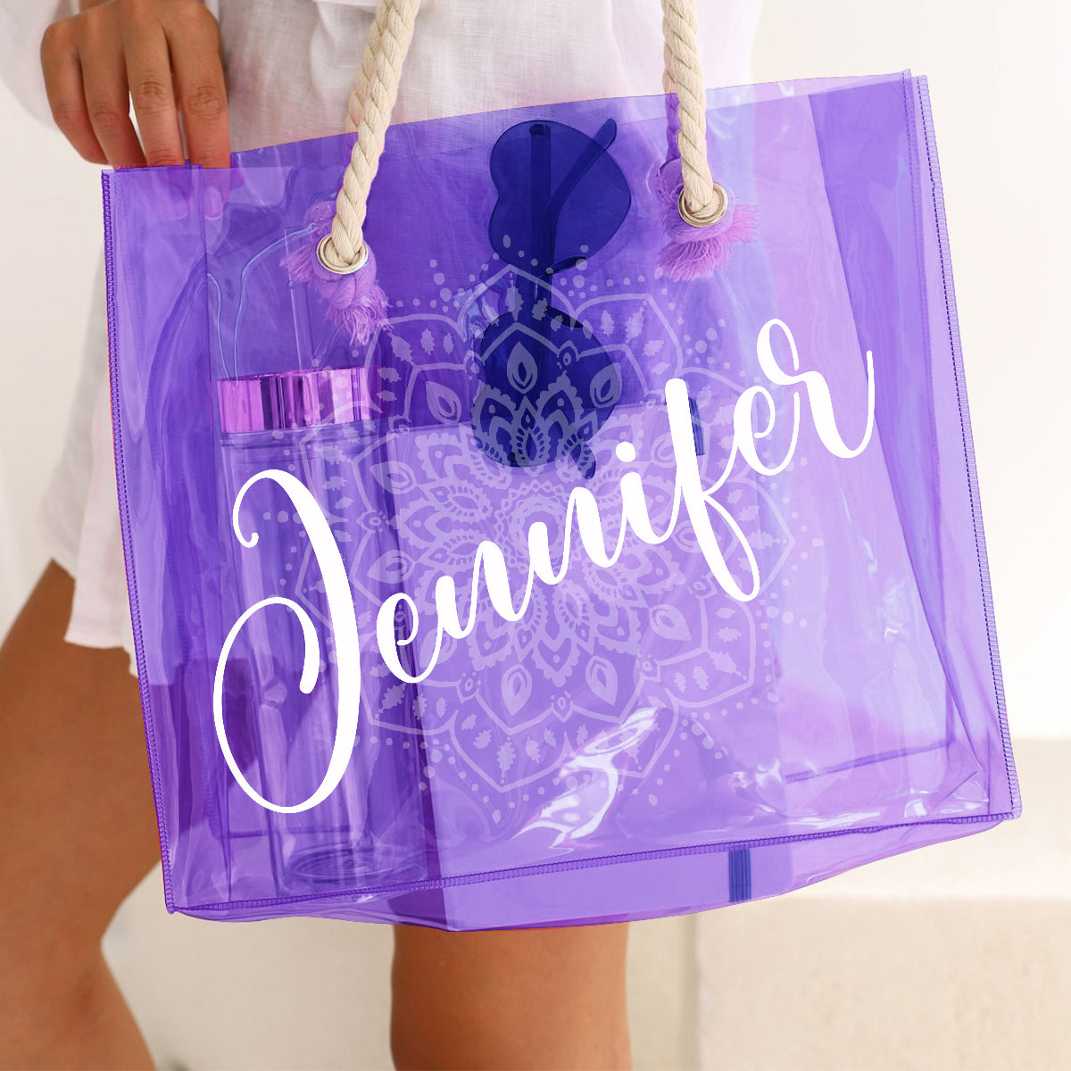 Important Yoga Stuff - Personalized Yoga Clear Tote Bag
