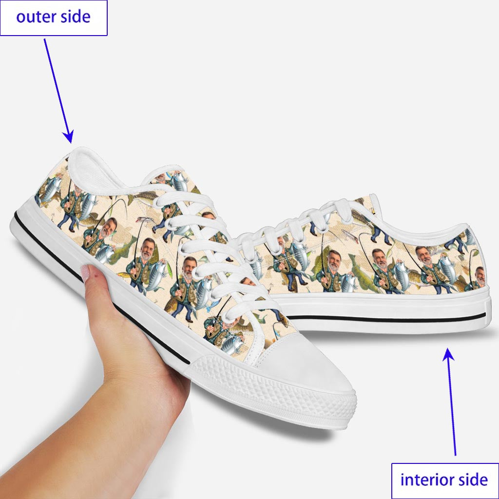 Photo Inserted Funny Fishing - Personalized Fishing Low Top Shoes