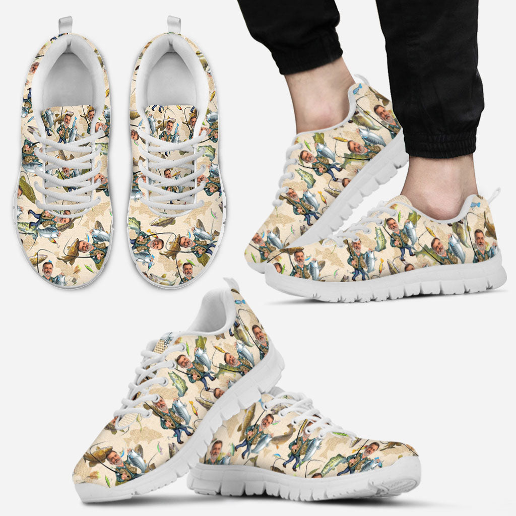 Photo Inserted Funny Fishing - Personalized Fishing Sneakers