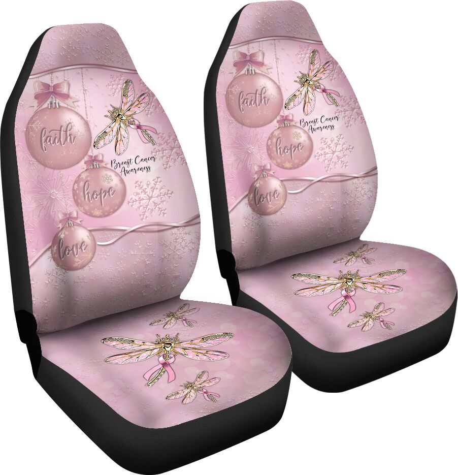 Faith Hope Love Metal Pattern Print Breast Cancer Awareness Seat Covers 0622