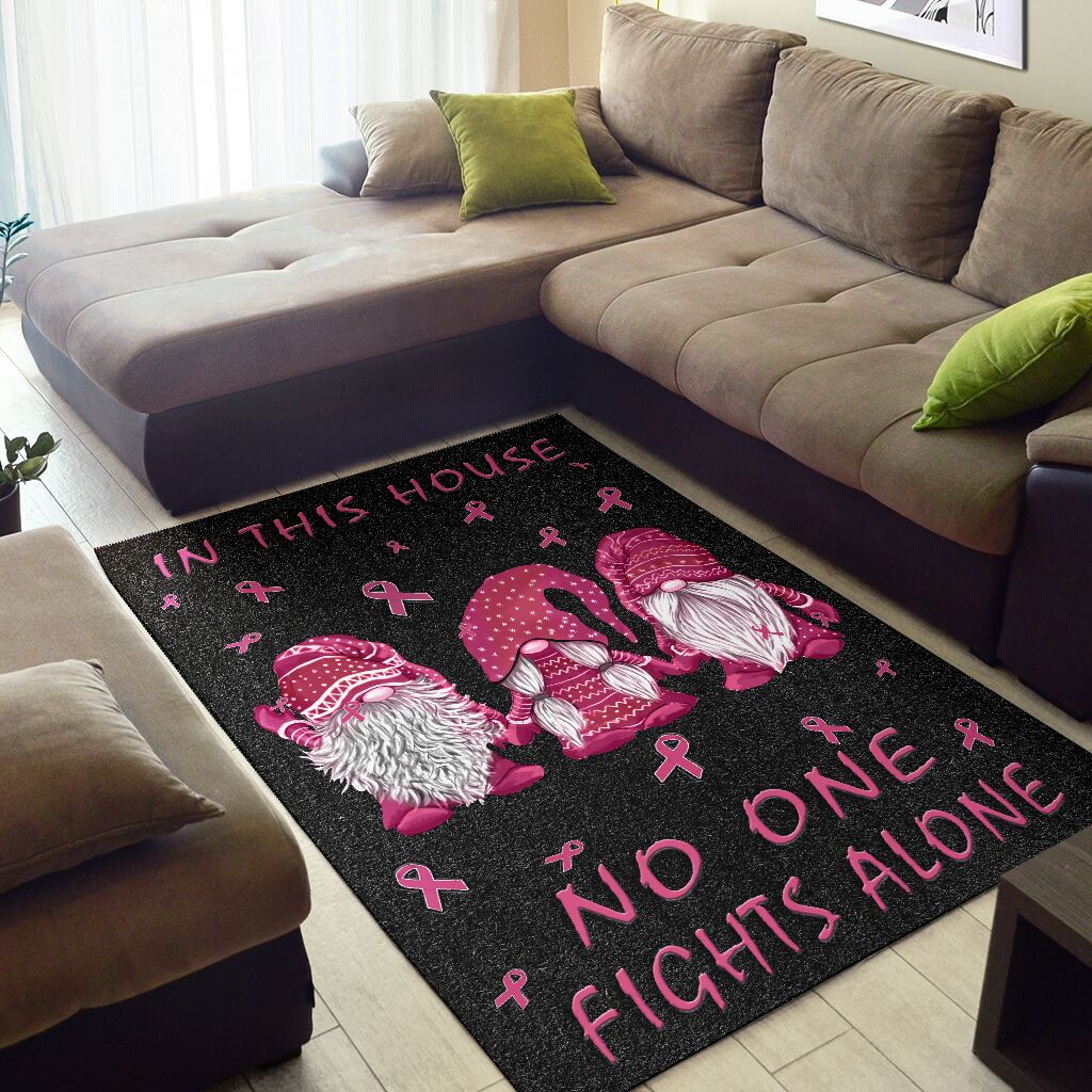 In This House We Never Give Up Breast Cancer Awareness Rug 0622