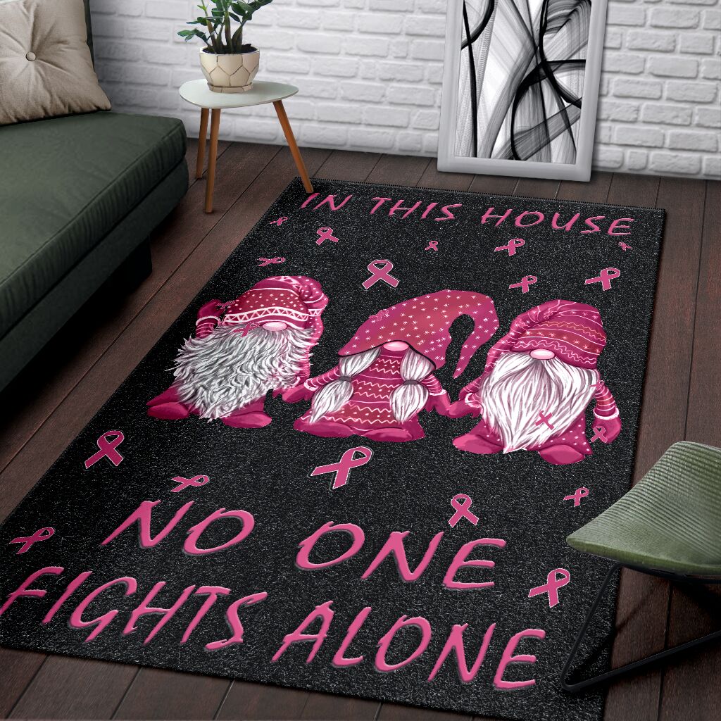 In This House We Never Give Up Breast Cancer Awareness Rug 0622