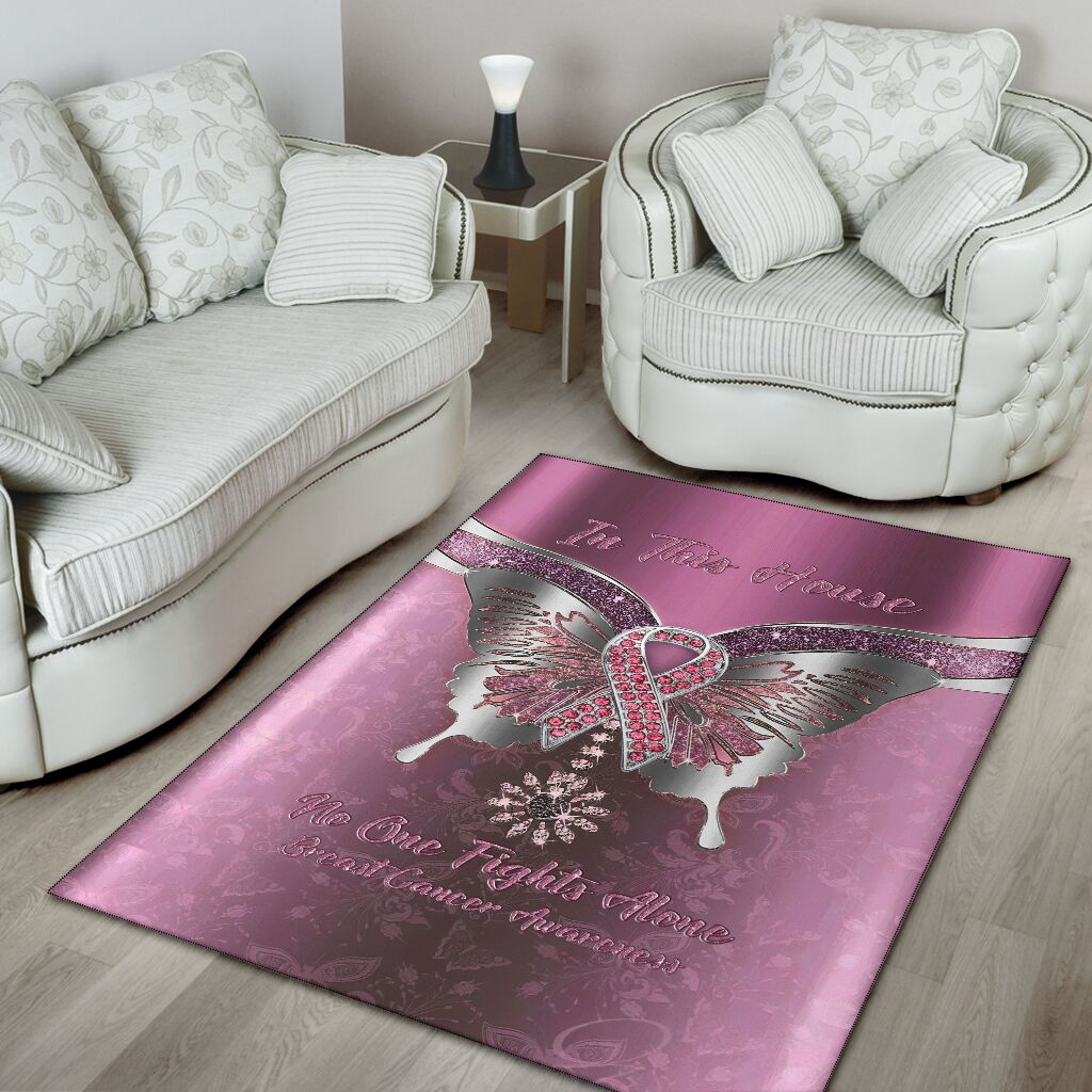 In This House No One Fights Alone Breast Cancer Awareness Rug 0622