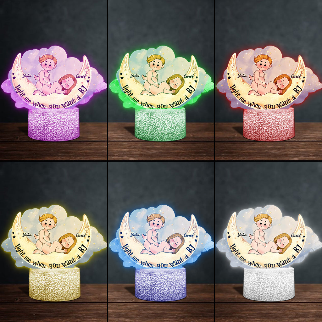 Light Me When You Want A BJ - Personalized Couple Shaped Plaque Light Base