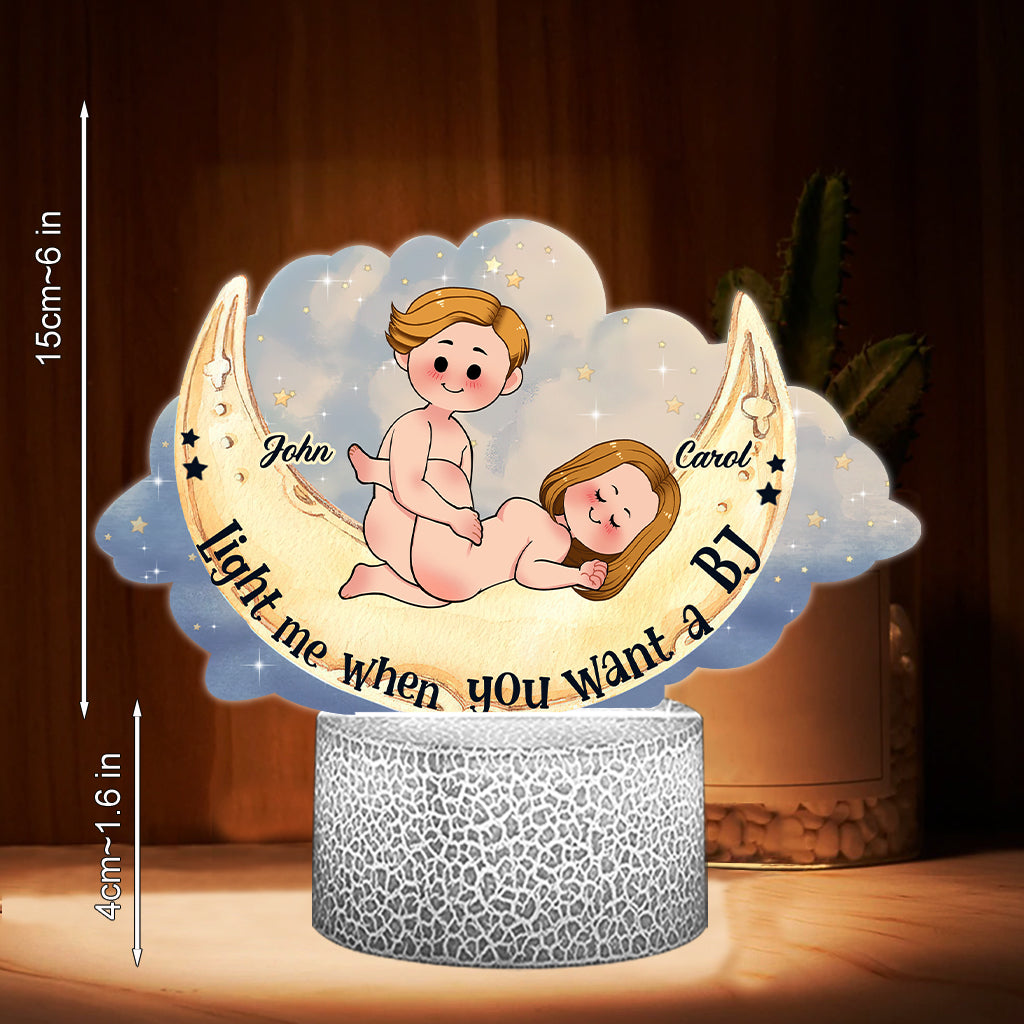 Light Me When You Want A BJ - Personalized Couple Shaped Plaque Light Base