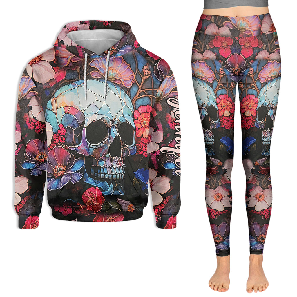Floral Skull - Personalized Skull Hoodie and Leggings