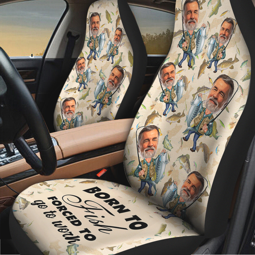 Born To Fish Force To Go To Work - Personalized Fishing Seat Covers