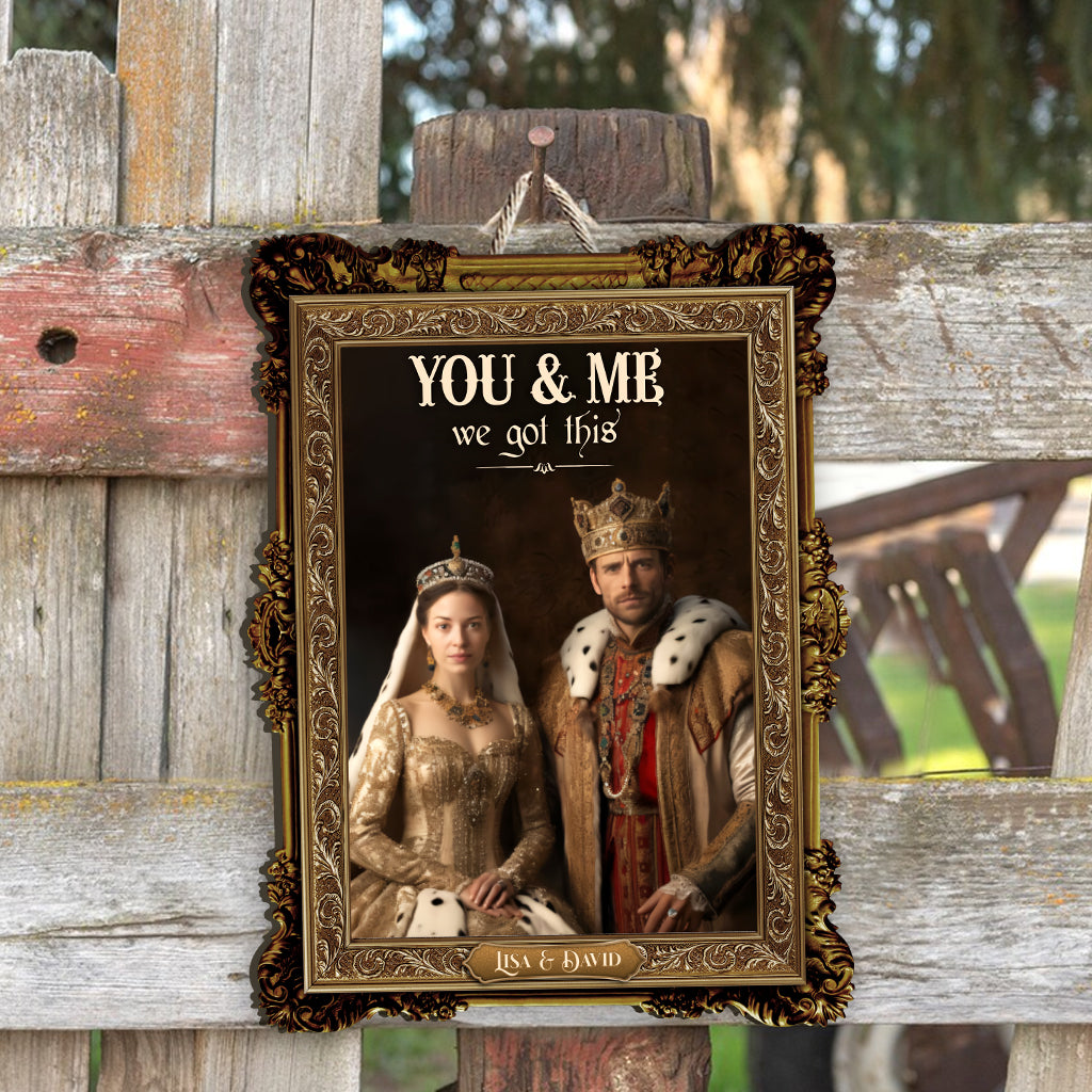 Her King His Queen - Personalized Couple Wood Sign