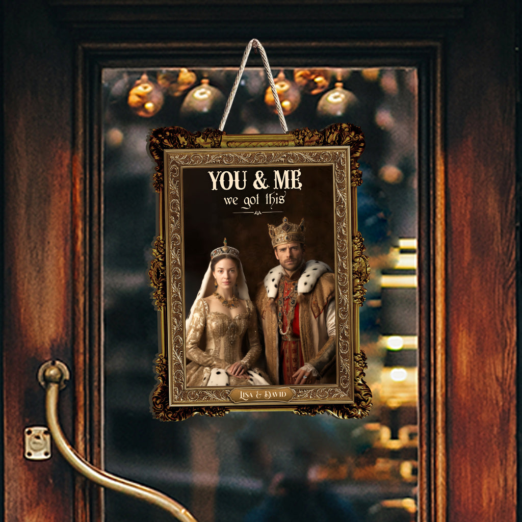 Her King His Queen - Personalized Couple Wood Sign