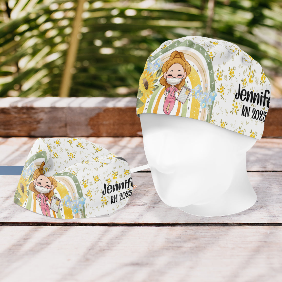 Floral Rainbow - Personalized Nurse Scrub Cap