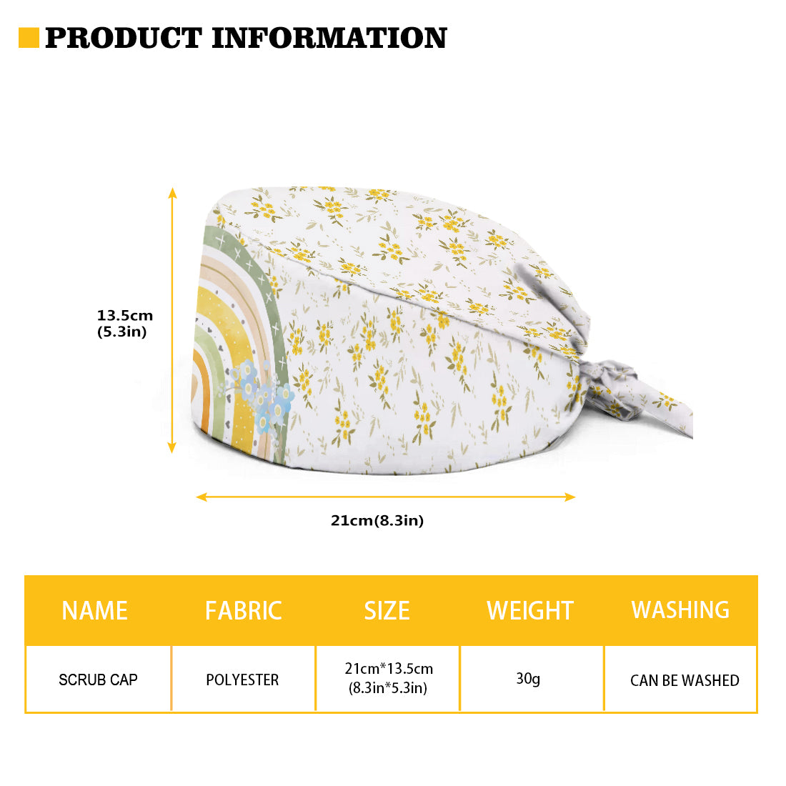 Floral Rainbow - Personalized Nurse Scrub Cap