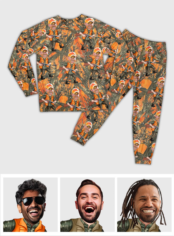Foto eingefügter Jäger - Personalisierter Jagdpyjama-Satz